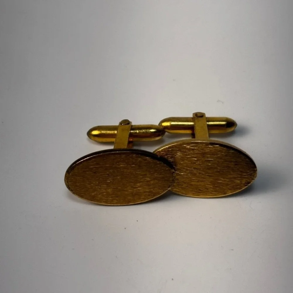 Vintage Cuff Links Lot Gold Tone Oval Round Mid Century Hickok